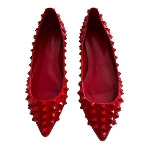BY ZENITH Leather Ballet Red Studs Flats Woman’s Shoes Size 37.